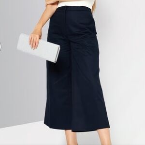 Lacoste Women Regular Fit Solid Wide Leg Trouser, Dark Navy  Size 33